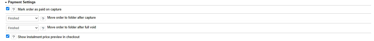 Payment settings